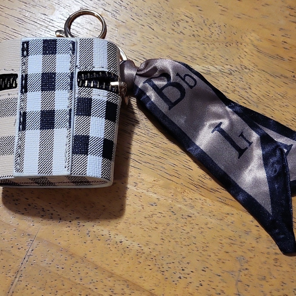 Plaid Keychain Pouch with Scarf Accent - Picture 2 of 2
